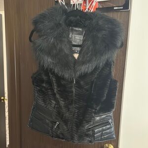 Guess Black Faux Fur Vest